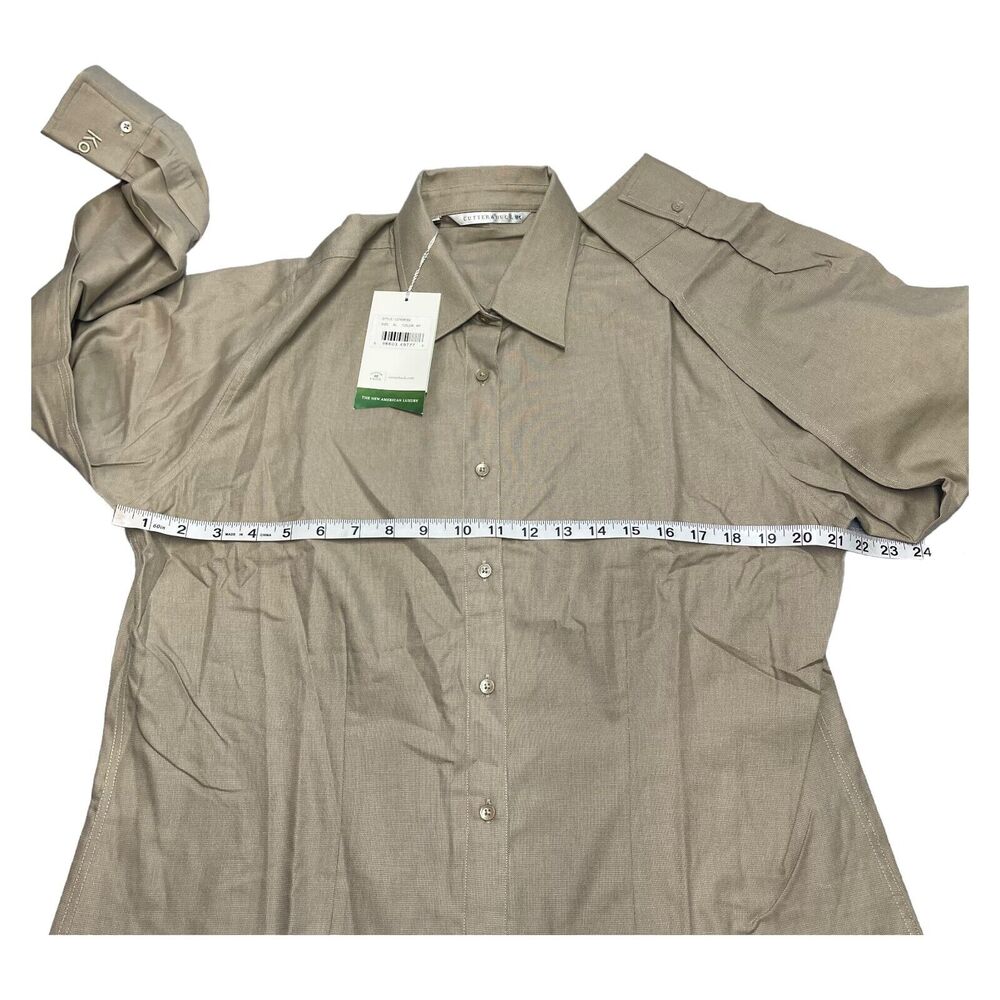 Cutter & Buck Shirt Women's XL Khaki Collared Long Sleeve Classic Fit Button-Up - Picture 7 of 9